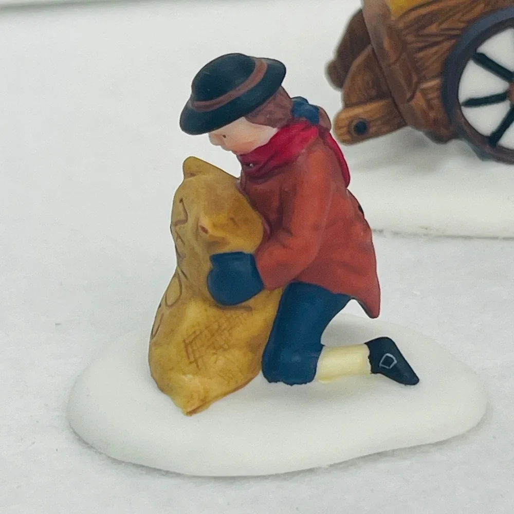 Dept 56 Heritage Village Harvest Seed Cart Set of 3 Porcelain Figures 5645-6